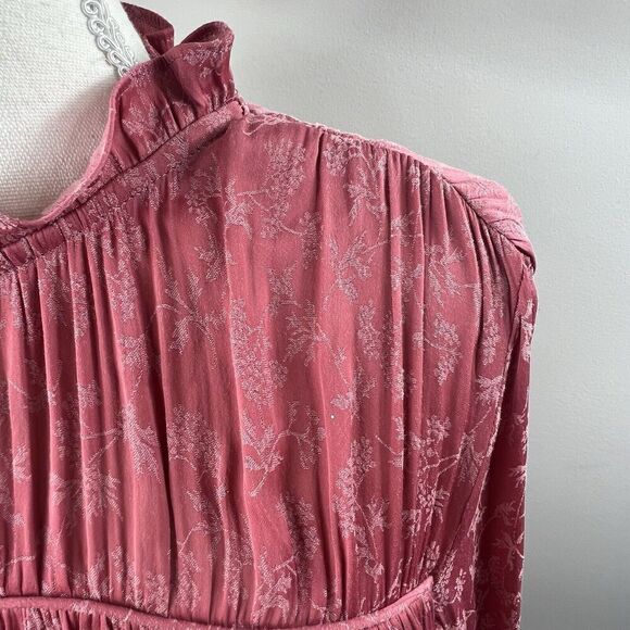 Current Air Pink Shirred Ruffle Elastic Waist Blouse Size M Pleated - Picture 4 of 16